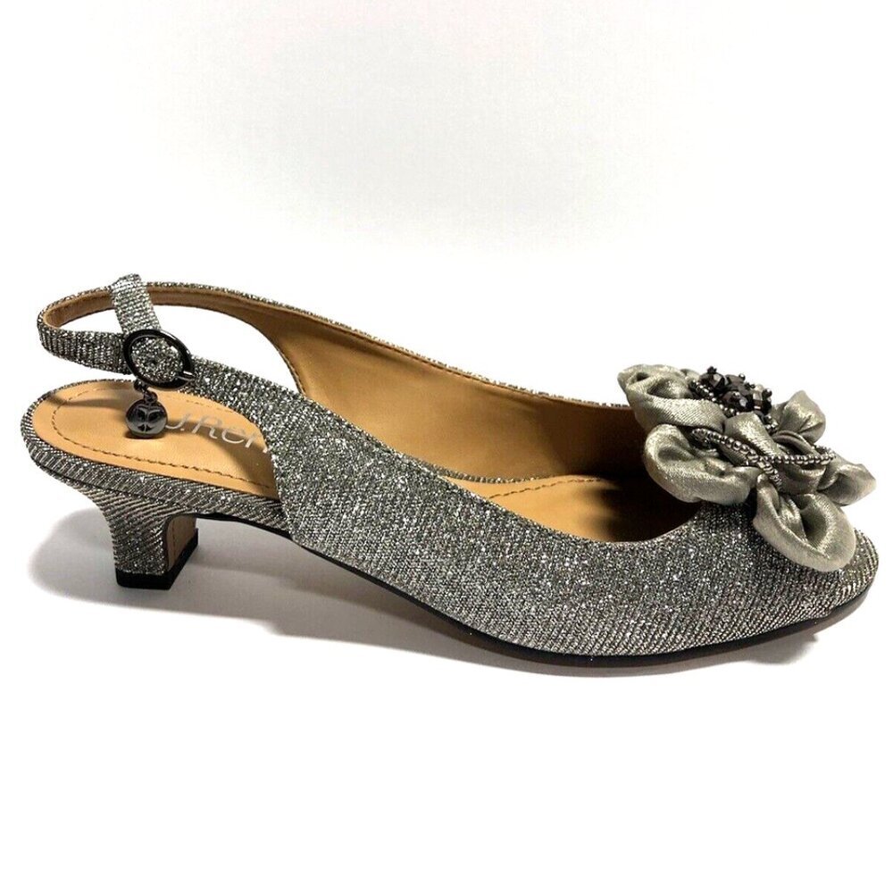 J. Renee Women’s Leonelle, Pewter Slingback Sandals, Size 6M.